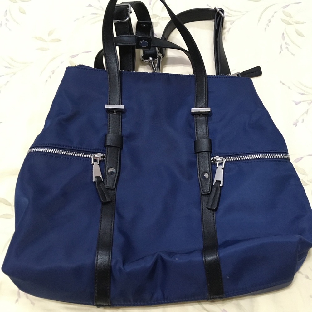 Large Bright Navy Nylon Convertible Backpack